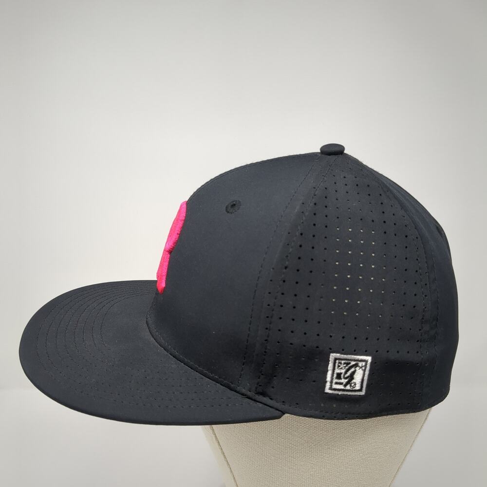 The Game Fitted Flat Bill Hat Black Embroidered Pink R Logo Size Small - Picture 3 of 9